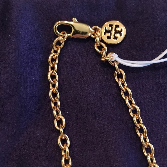 NWT Tory Burch Gold Logo Charm Rosary Necklace - Picture 4 of 7